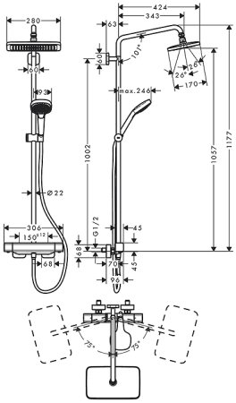 Душевая система Hansgrohe Croma E 27660000 Хром 