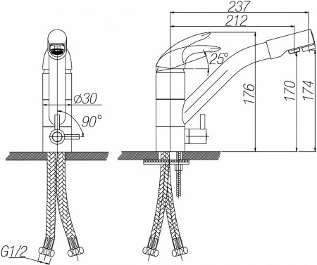 Смеситель для кухонной мойки Paulmark Holstein Ho213013-Br , бронзовый 