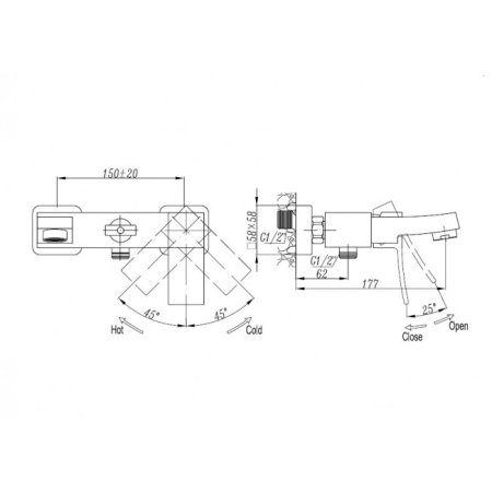 Смеситель для ванны Landberg LB-18104-D56 Хром 