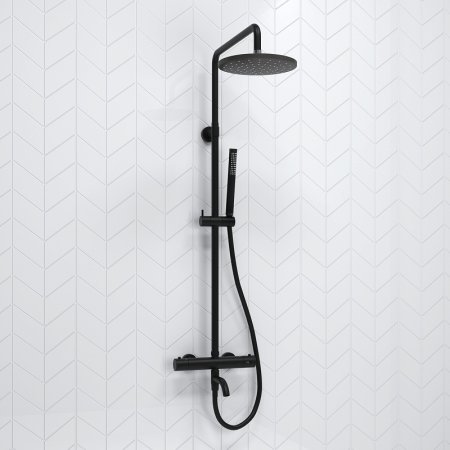 Душевая система WasserKRAFT A288.077.217.BM Thermo с термостатом Черная матовая 