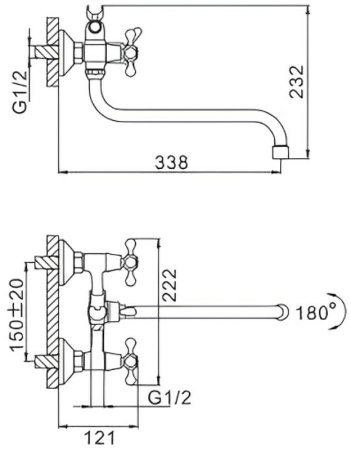 Смеситель для ванны Frap H12 F2212 универсальный Хром 