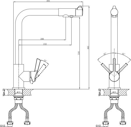 Смеситель для кухонной мойки D&K Rhein Schiller DA1461601 
