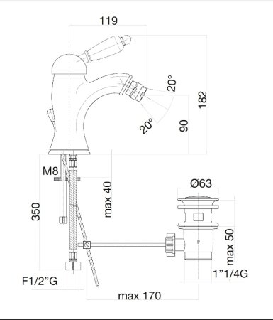 Смеситель для биде Fiore Imperiale 83ZZ5321 Бронза 
