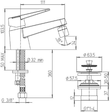 Смеситель для биде Paini Ventus 93CR3062SKM Хром 