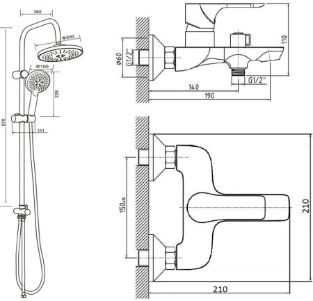 Душевая система Orange Aristo M19-932w Белая 