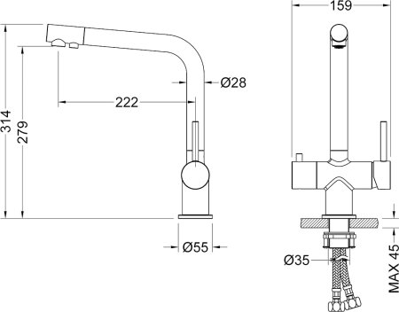 Смеситель Timo Saona 2396/00F для кухонной мойки, хром 