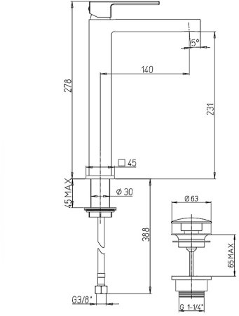 Смеситель для раковины Paini Dax-R 84PZ211LLR Черный матовый 