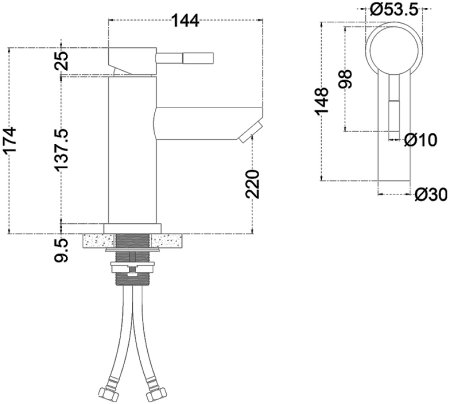 Смеситель для раковины Melana Tondo F610101B Черный 