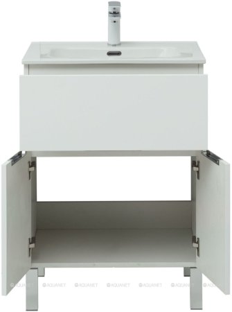 Тумба с раковиной Aquanet Алвита New 60 1 ящик, 2 дверцы, белый матовый 