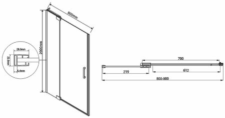 Душевая дверь Vincea Extra 90 VDP-1E8090CG профиль Хром стекло тонированное 
