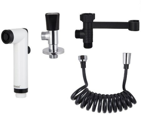 Гигиенический душ с запорным вентилем Kaiser SH-354 Черный Белый 