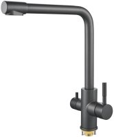 Смеситель для кухни с подключением фильтра Shevanik S868T, оружейная сталь