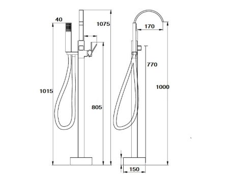 Смеситель Boch mann Resia BM9191 Вlack напольный для отдельностоящей ванны 