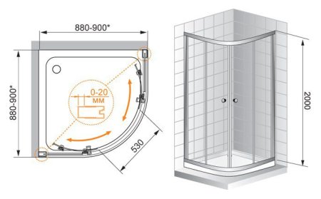 Душевой уголок Cezares Anima W R 2 90 C Cr IV 