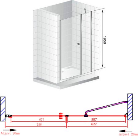Душевая дверь в нишу Cezares Elena W B11 60/80 C Cr 