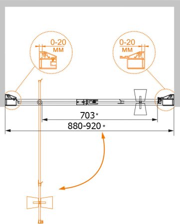 Душевая дверь в нишу Cezares Rosa BA1 90 RO Bi 