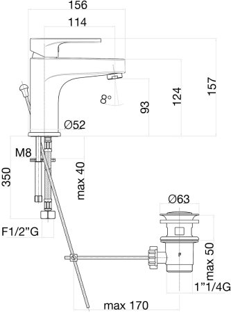 Смеситель для раковины Fiore KYMA 75CR6520, хром 