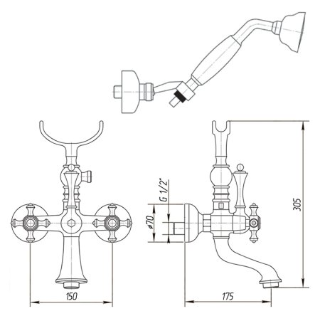 Смеситель Migliore Prestige ML.PRS-702 Cr для ванны с душем 