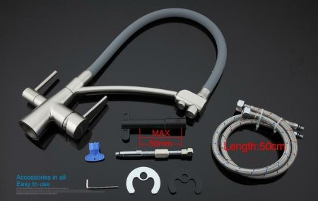 Смеситель для кухни Gappo G4398 Сатин Серый 