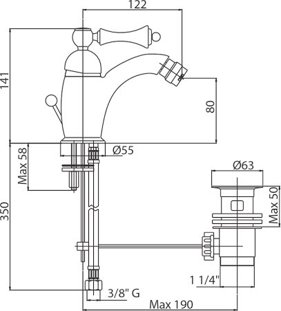 Смеситель Cezares Margot MARGOT-BSM1-01-Bi для биде 