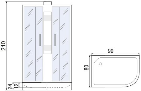 Душевая кабина River Nara 90x80 МТ L 10000008790 без гидромассажа 