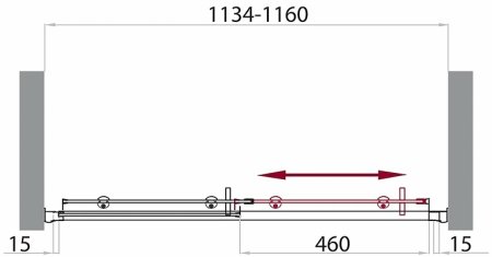 Душевая дверь BelBagno Uno 115 UNO-BF-1-115-P-Cr профиль Хром стекло рифленое Punto 