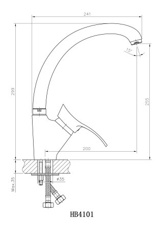 Смеситель однорычажный для кухни HAIBA HB4101 хром 
