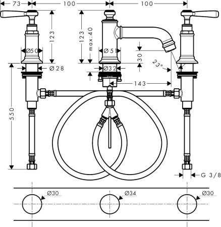 Смеситель Axor Montreux 16535000 для раковины, хром 