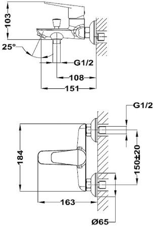 Смеситель для ванны Teka Sineu 831211200 Хром 