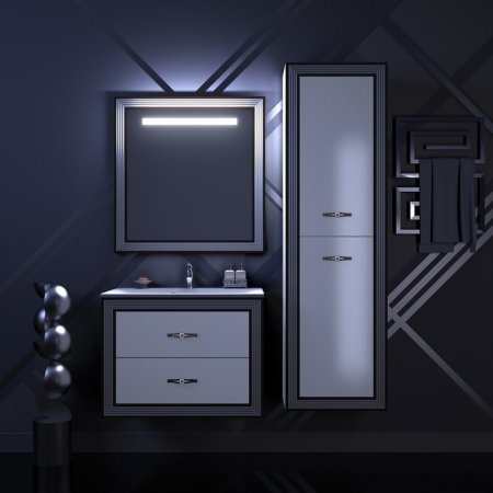 Зеркало Opadiris Карат 80 Z0000004136 с подсветкой Орех антикварный с серебряной патиной 