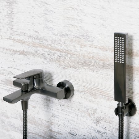 Смеситель WasserKRAFT Wiese 8401 для ванны с душем, оружейная сталь 