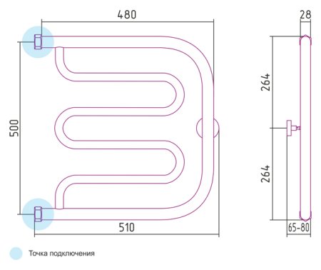 Полотенцесушитель водяной Сунержа Лира 50x50 