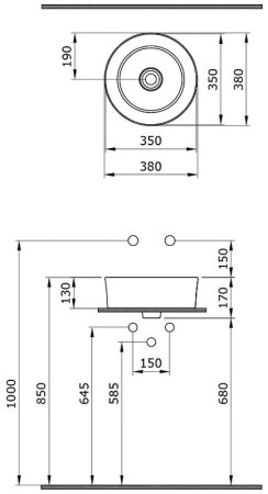 Раковина-чаша Bocchi Vessel 38 1174-001-0125 Белая глянцевая 
