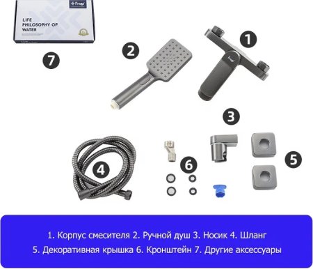 Смеситель для ванны Frap H62-9 F3262-9 Оружейная сталь 