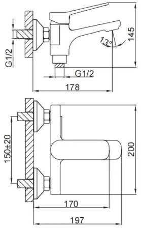 Смеситель для ванны Frap H62-9 F3262-9 Оружейная сталь 