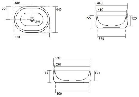 Раковина-чаша Kerasan F10 56 460530 Белая матовая 