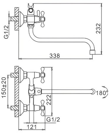 Смеситель для ванны Frap H08 F2708 универсальный Хром 