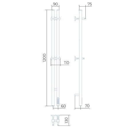 Полотенцесушитель электрический Larusso Прайм Дуэт П3 8х120 9003 