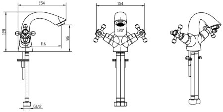 Смеситель для раковины Boheme Royal Cristal 271-Royal/CRST Хром 