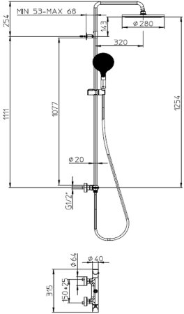 Душевая система Bossini Apice L10505.030 с термостатом Хром 