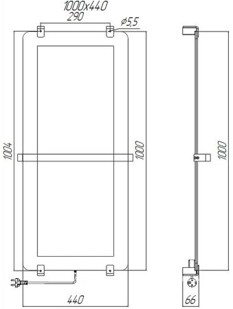 Электрический полотенцесушитель Allen Brau Infinity 44x100 8.21002.GL зеркальный 