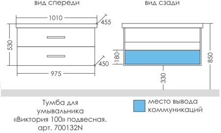 Тумба Санта Виктория 100 подвесная с умывальником Фостер 100 