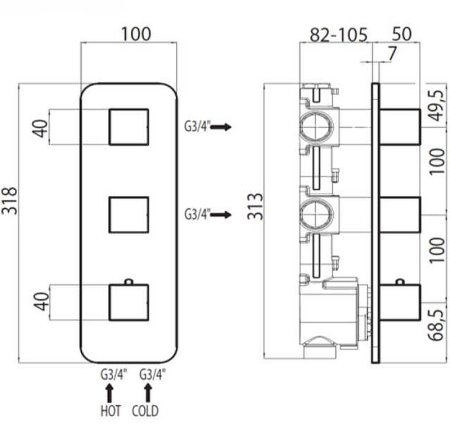 Смеситель для душа Bossini Outlets Z031204.021 с термостатом Золото 