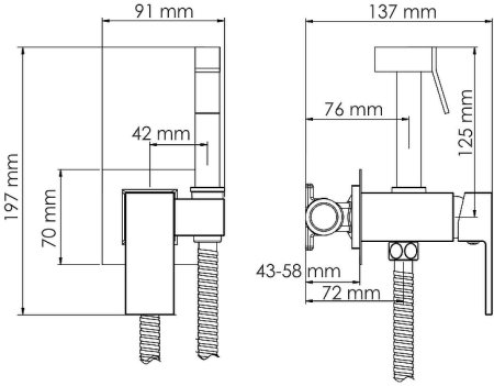 Гигиенический душ со смесителем WasserKRAFT A71338 Никель 