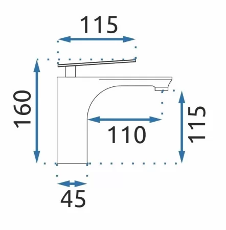 Смеситель для раковины без донного клапана Rea Berg REA-B2041 