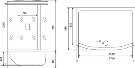 Душевой бокс Timo Standart T-6670 B профиль черный 
