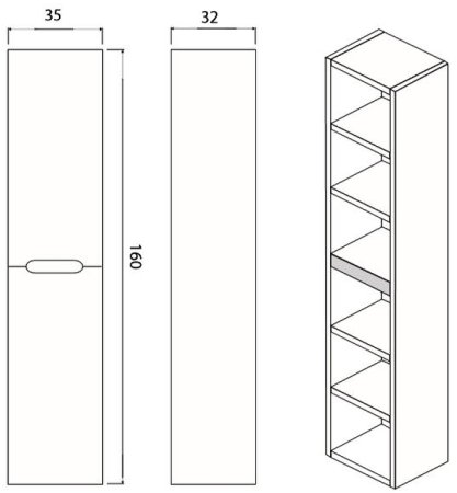 Шкаф пенал Creto Malibu 35 7-1035W подвесной White 