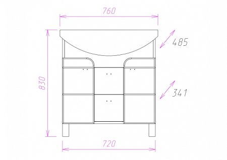 Тумба с раковиной Onika Стиль 75.13, белый/ясень шимо светлый 