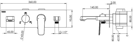 Душевая система Teska Life Pro AS3180 Черный матовый 