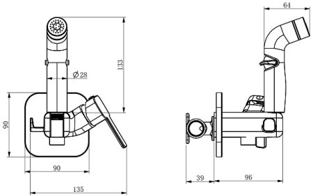 Гигиенический душ со смесителем Rush Capri CA1435-99 Хром 